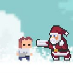 Joulupukki lyö puukolla varustautunutta vihollista