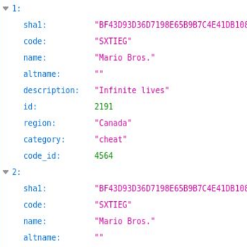 Ote rajapinnasta palautuvasta datasta
