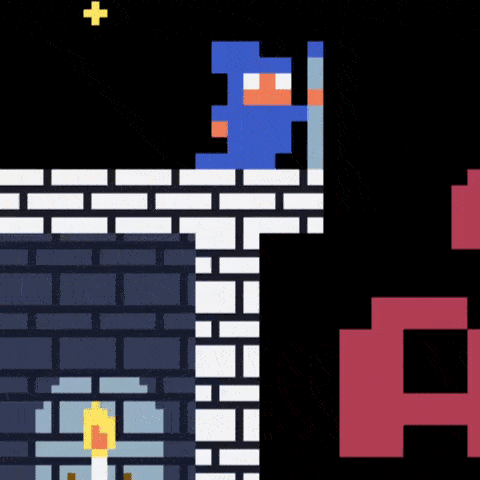 Osittainen ruutukaappaus pelin intro-ruudusta. Velho seisoo linnan tornissa viitta tuulessa hulmuten.